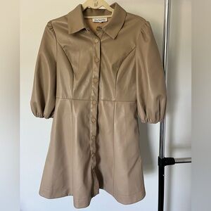 En Saison Medium Faux Leather Tan Neutral Dress